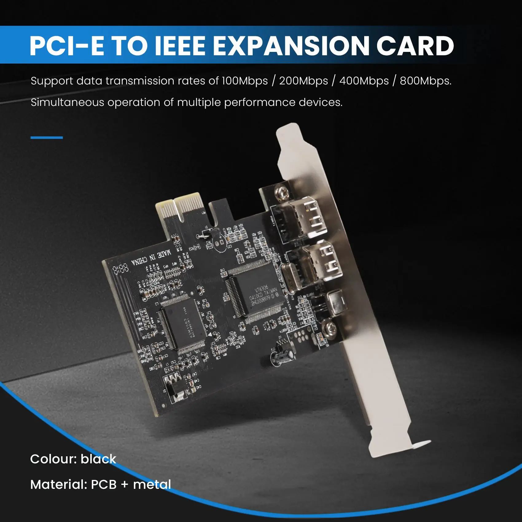 

BVBV PCI-E PCI Express FireWire Card, IEEE 1394 Controller Card with Firewire Cable, for Video, Audio Transmission,Etc