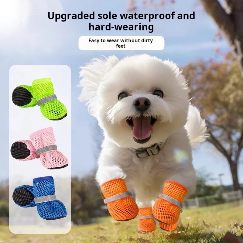 4pcs Dog Shoes Non-slip Breathable Wear-resistant Dog Boots Suitable For Small Medium Sized Pets Puppy Protective Footwear.