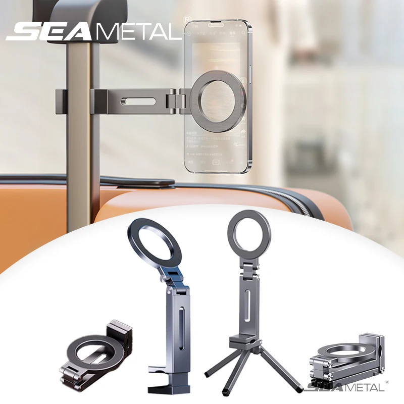 Faltbarer Telefonhalter, magnetischer Ständer, 360° doppelseitig drehbarer Telefonclip, tragbarer ABS-Stativ-Handyhalter für die Autonavigation