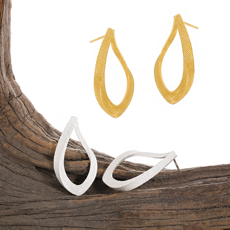 Modules-Boucles d'oreilles à tige Bergame rayées pour femmes, Argent regardé S925, Design de niche, Joaillerie fine, Mode élégante, Boucles d'oreilles originales