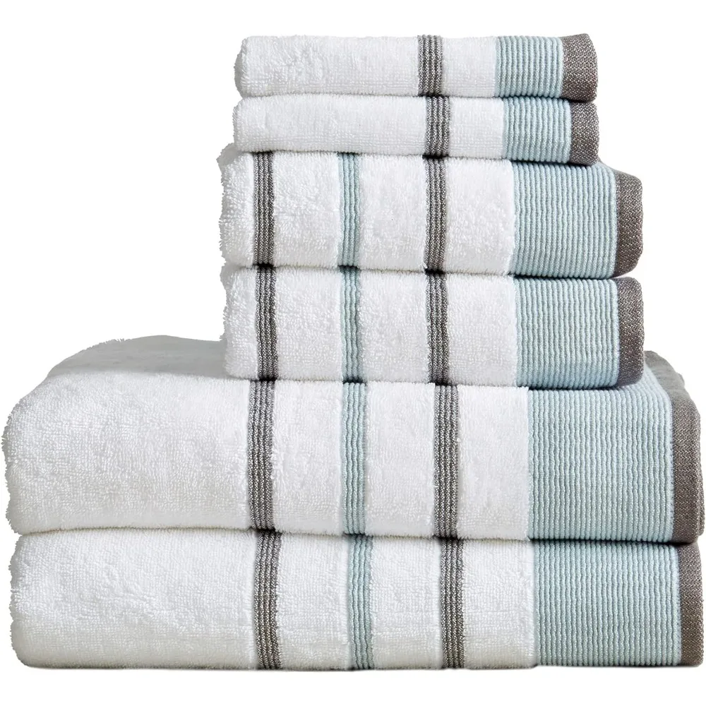 

Towel Set, 6-Piece Luxury Hotel/Spa Cotton Striped Towel Set, 500 GSM, Includes Bath Towels, Hand Towels and Washcloths