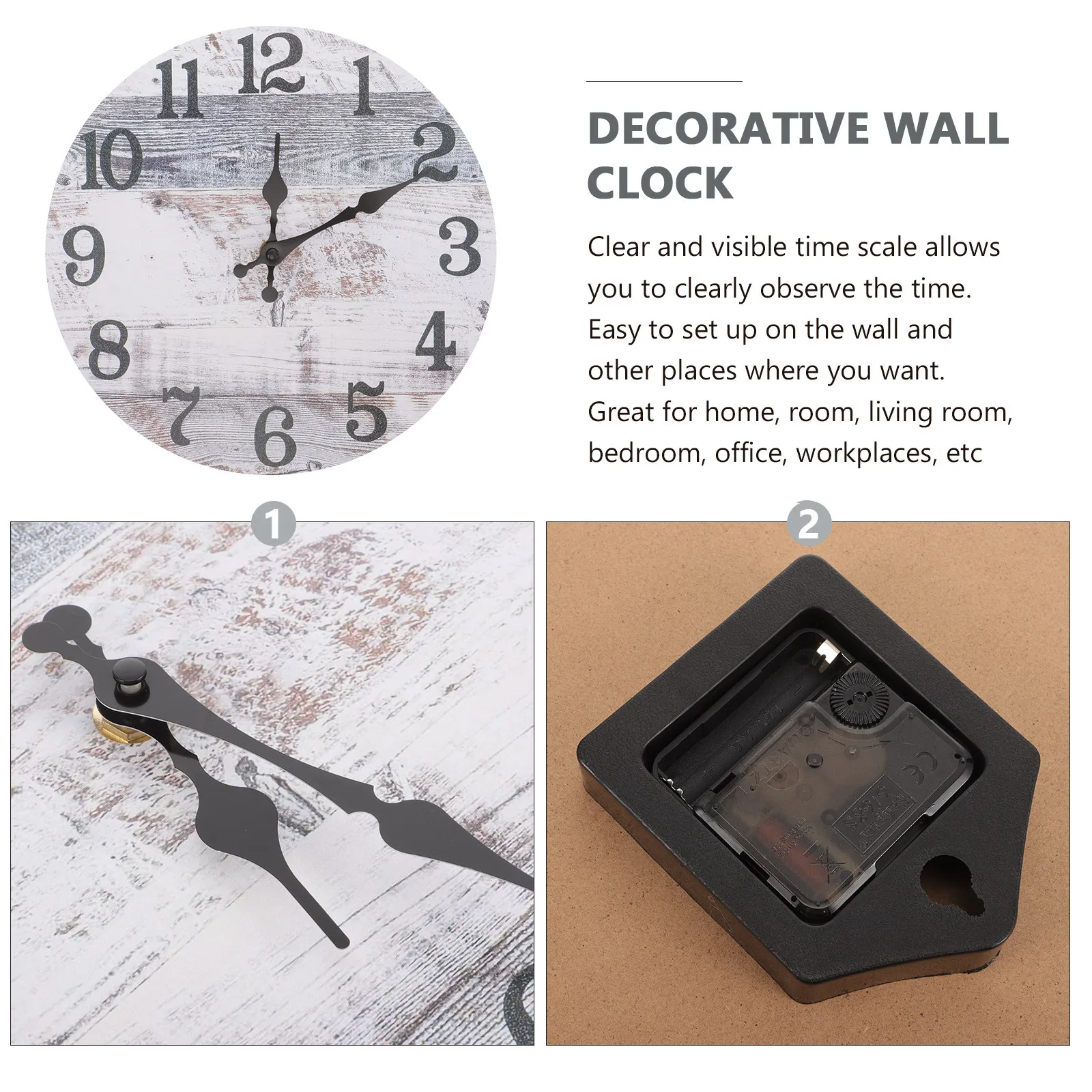 

Wooden Round Wall Clock Modern Simple Design Silent Powered Decorative Clock For Living Room Bedroom Cafe Home Decor