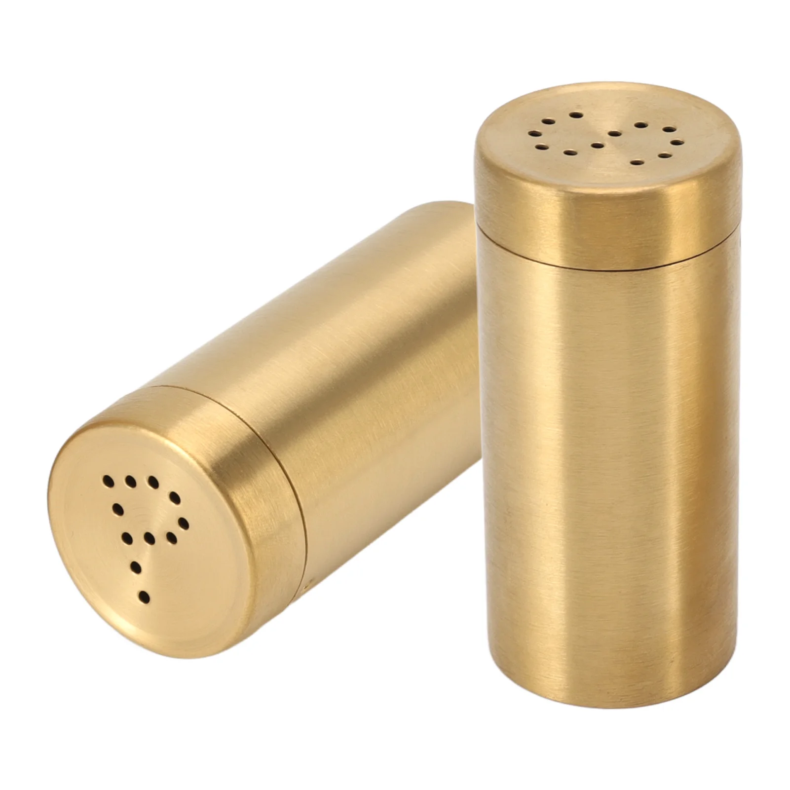 2Pcs Gold Stainless Steel Spice Jar Set - Rustproof Screw Top Seasoning Shaker for salt , Sugar, Pepper, Paprika