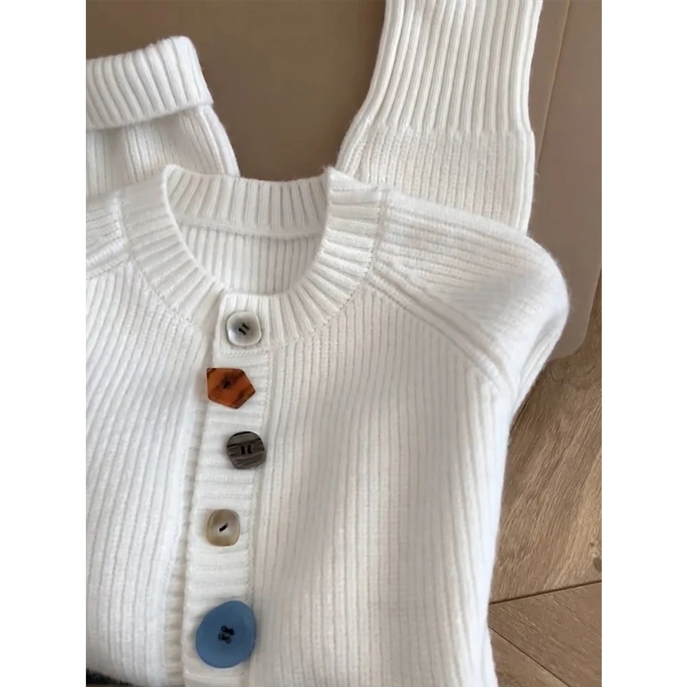 المرأة أزياء سترة مختلفة واحدة الصدر طويلة الأكمام الدافئة لينة الحياكة سترة الخريف الشتاء عارضة قمم محبوك معطف #2