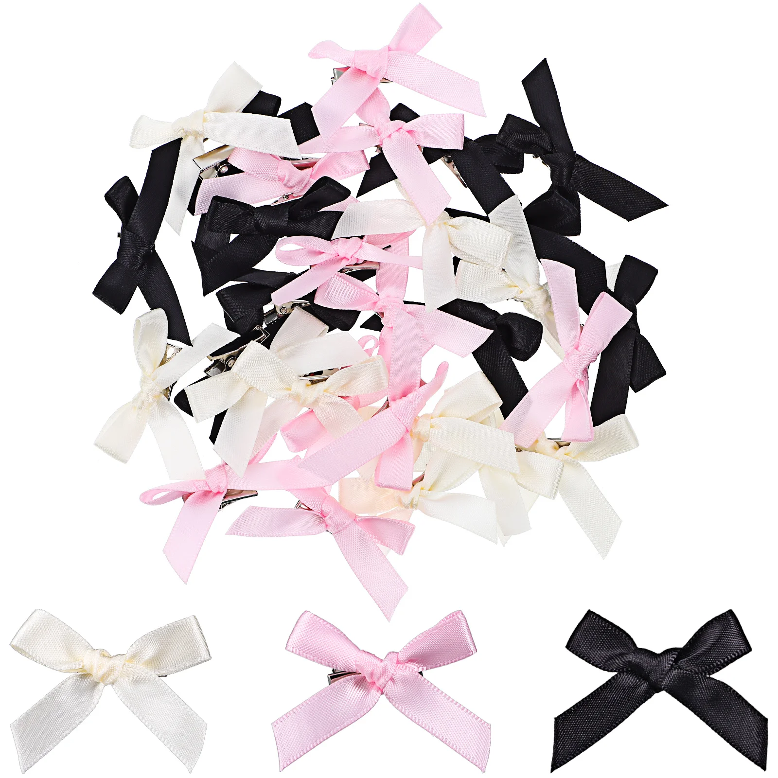 30 Pcs Bow Hairpin Bowknot Barrettes Mini Clips Accessories Styling Claw Bevel French Bows Ponytail