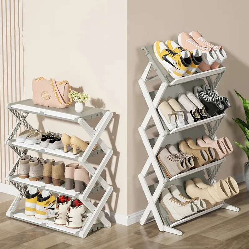 Foldable 3 Layers Shoe Rack Behind Door Home Living Room Slippers Sneakers Shoe Storage Rack Dormitory Shoe Cabinet