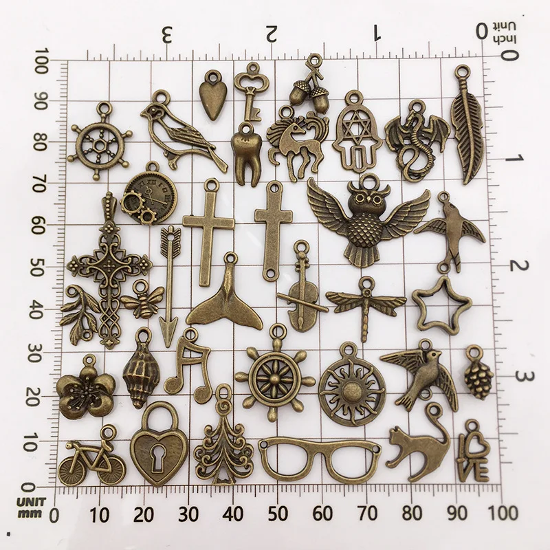 Mix Vintage Alloy Antique Bronze Charm For Jewelry Making Handmade Earring Necklace Anklet Pendant DIY Accessories Supplies Bulk