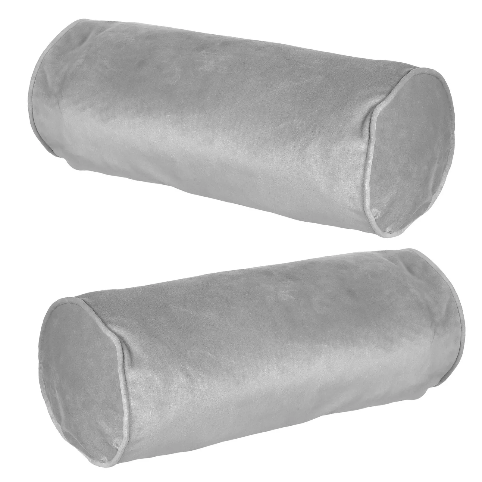 2Pcs Neck Pillowcase Covers Cylinder Shape Tube Pillow Covers Hidden Zipper Removable Washable Protective Bolster Cover Grey