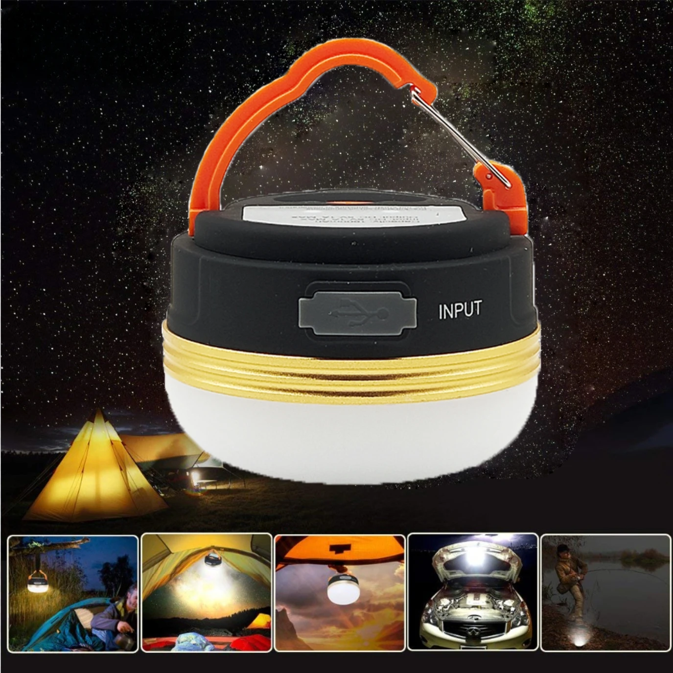 

Mini Portable Camping Light 3W LED Tent Light Portable Outdoor Hiking Night Hanging Light USB Interface Rechargeable