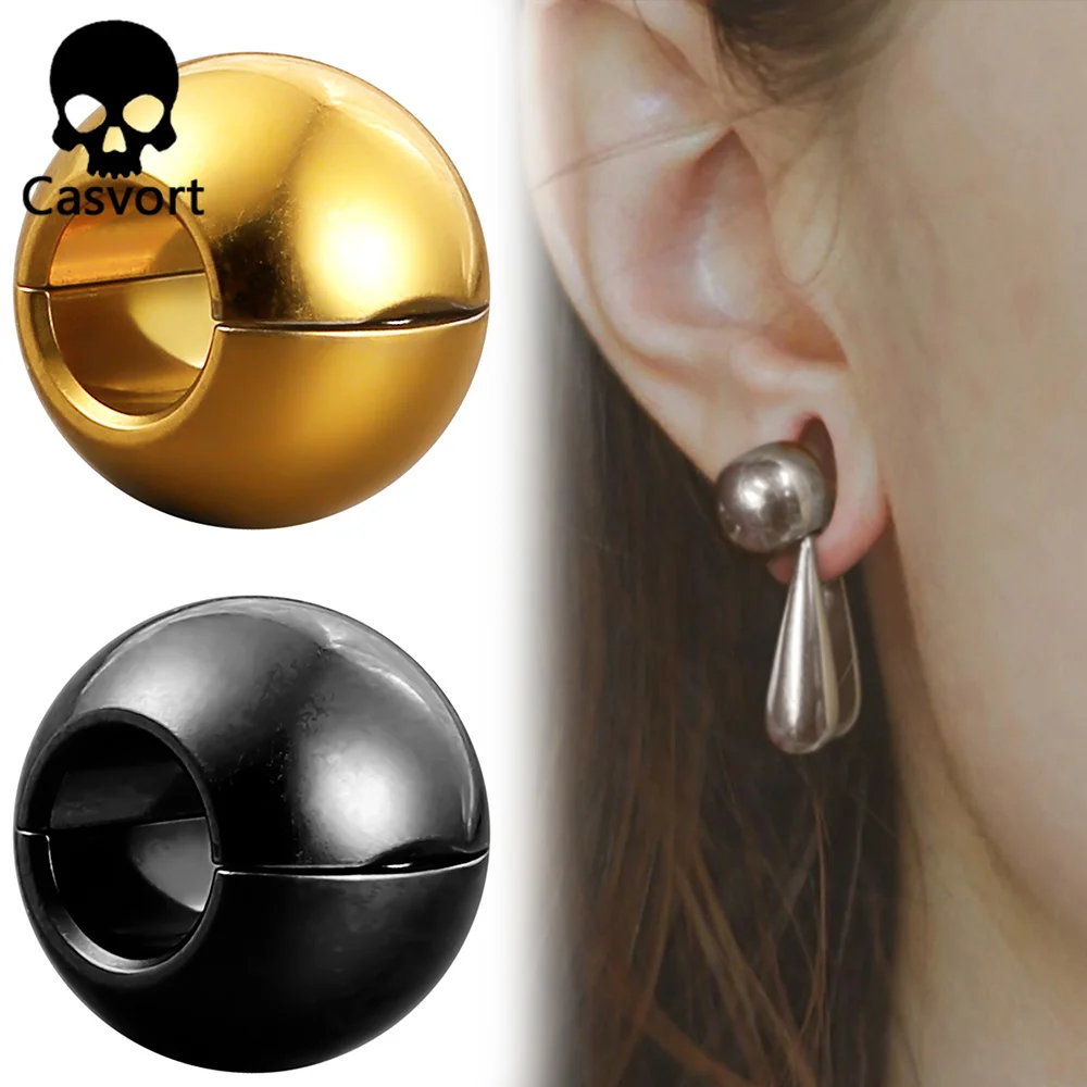 

Casvort 2PCS Daily Casual Ear Weights Hangers Lobe Cuff Ear Gauges Plug Expander Stainless Steel Piercing Women Men Body Jewelry