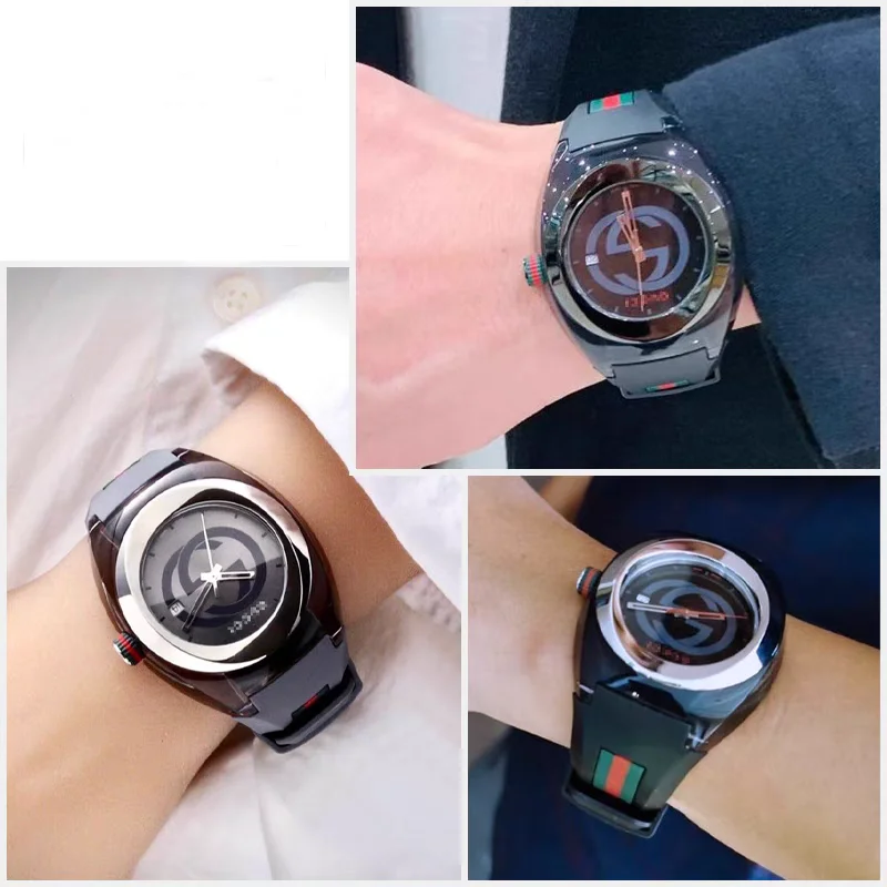 29x21 مللي متر ل Gucci YA137/YA137107A ساعة مطاطية حزام مخصص جاحظ ميناء الفرقة مقاوم للماء رجل سوار أسود