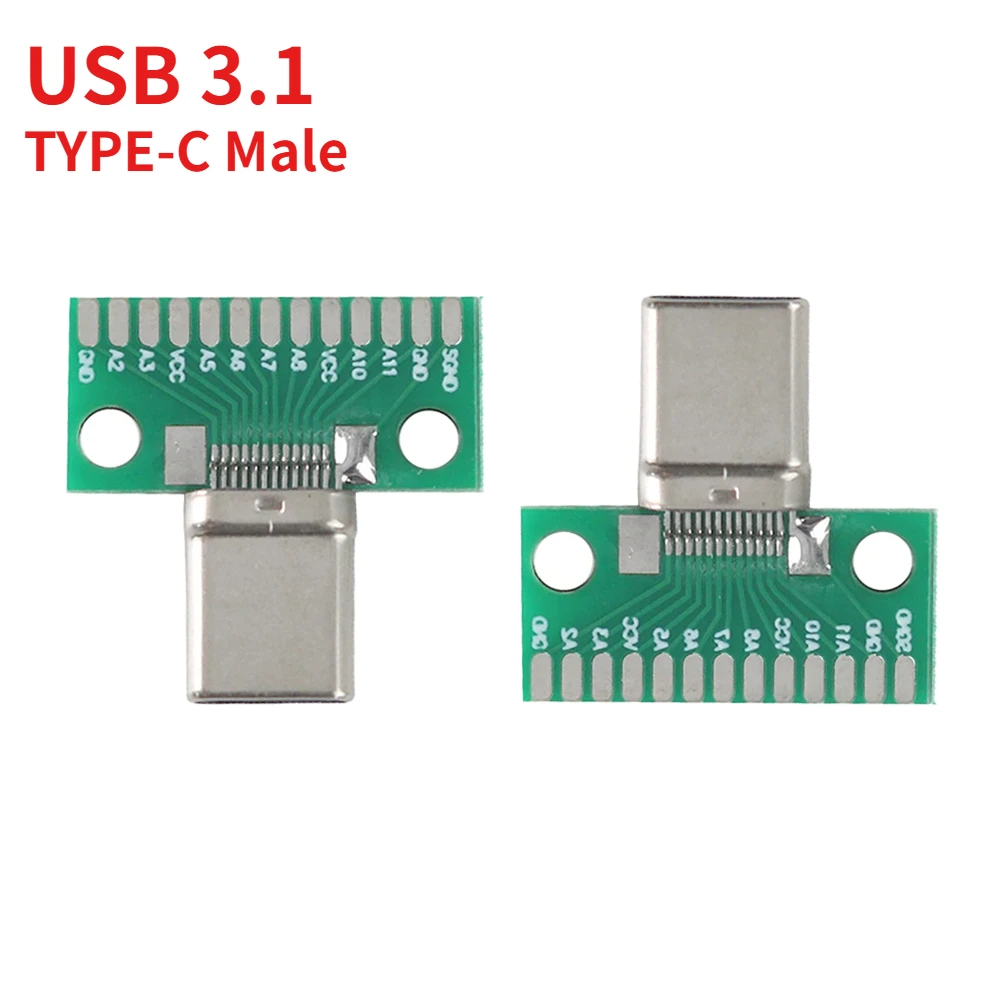 2 STKS USB 3.1 Type-C Connector Stekker Bakje Adapter Type C Test PCB Board Universele Board