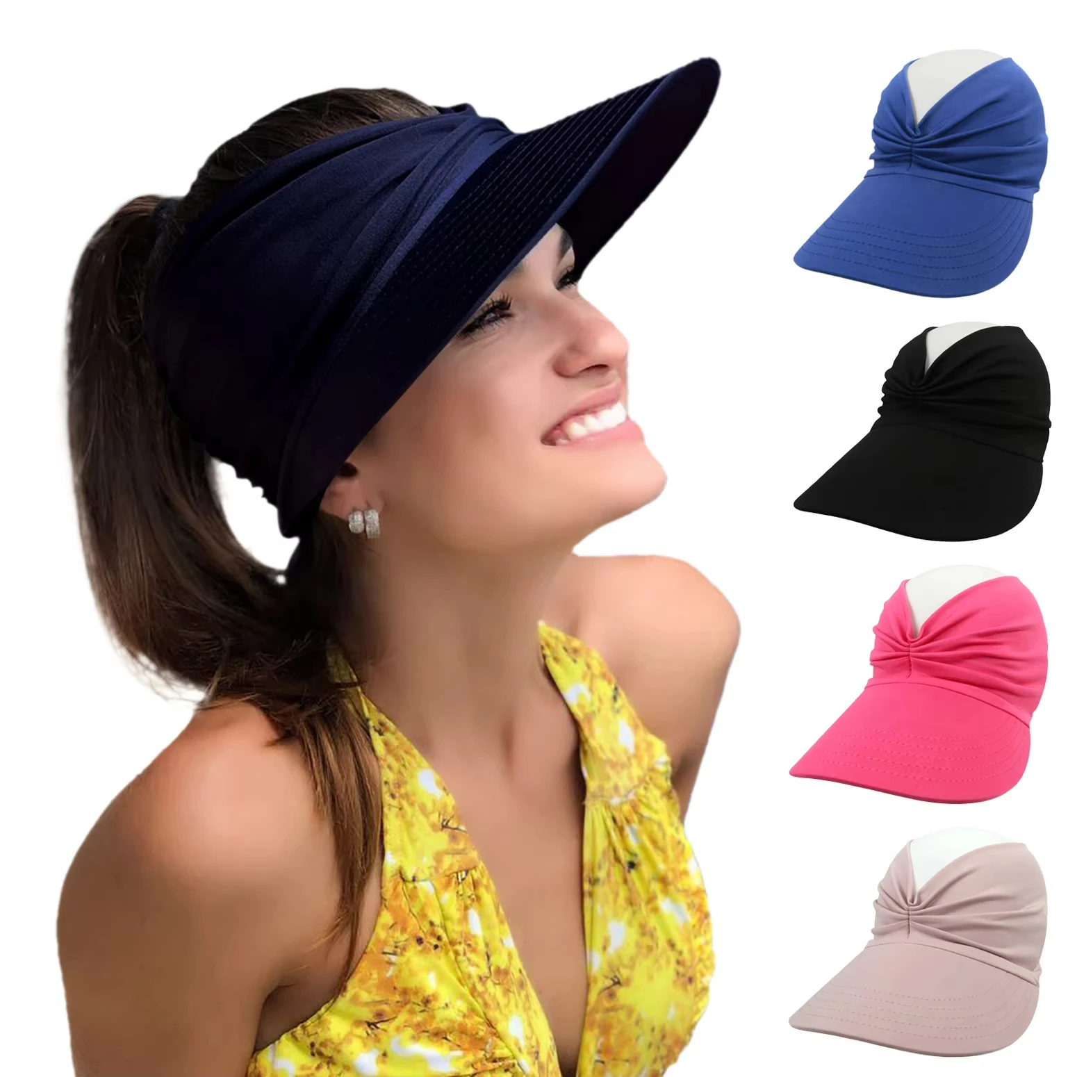 Damen-Sonnenhut, Sonnenschutz, UV-Schutz, große Krempe, Gesichtsblockierungskappe, Outdoor-Mode, Strand, Leopardenmuster, Schwimmen, leeres Oberteil, Sporthut