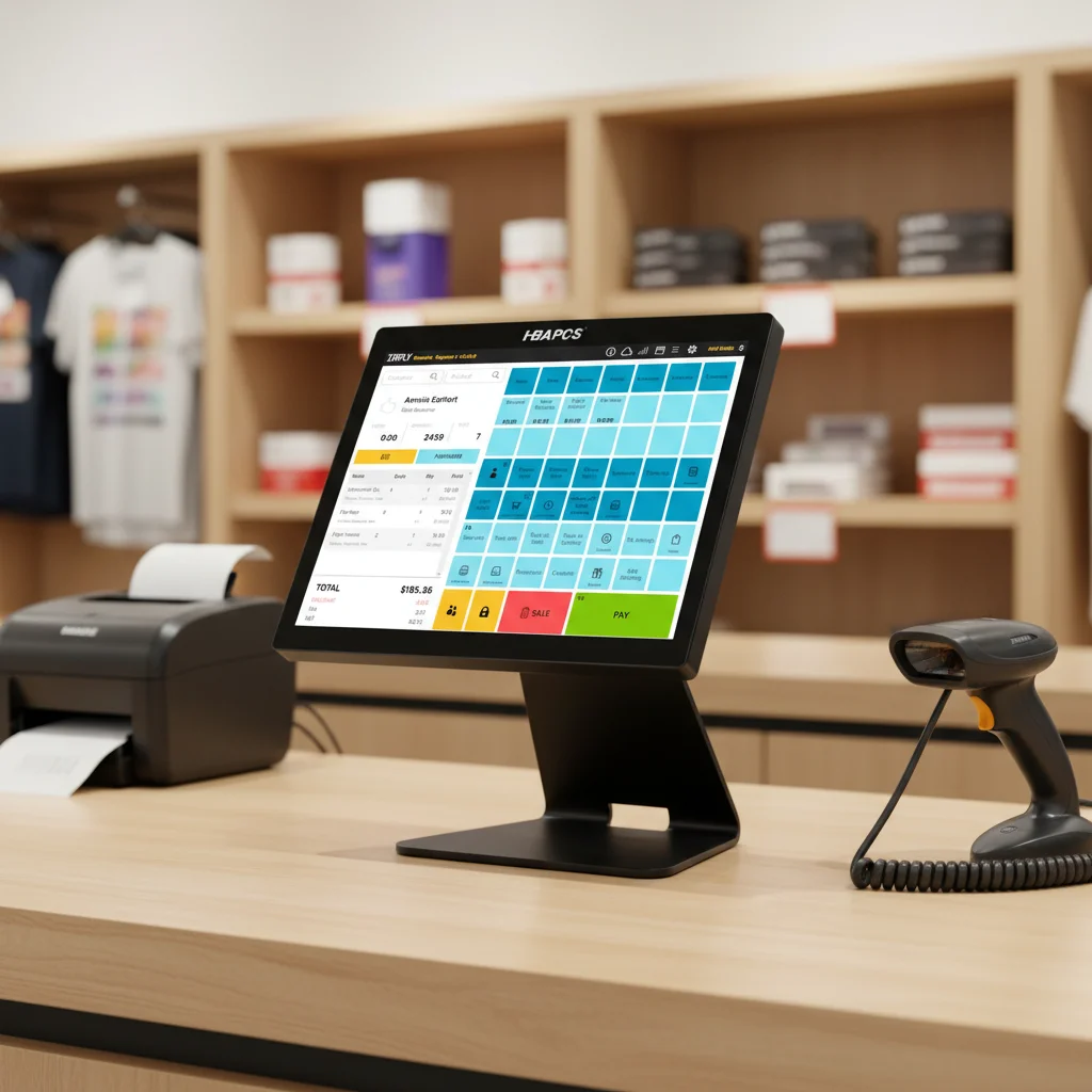 HBAPOS Q2 Desktop All-in-One POS Terminal, Smart Convenient Cash Register System For Retail Shop Convenience Store.