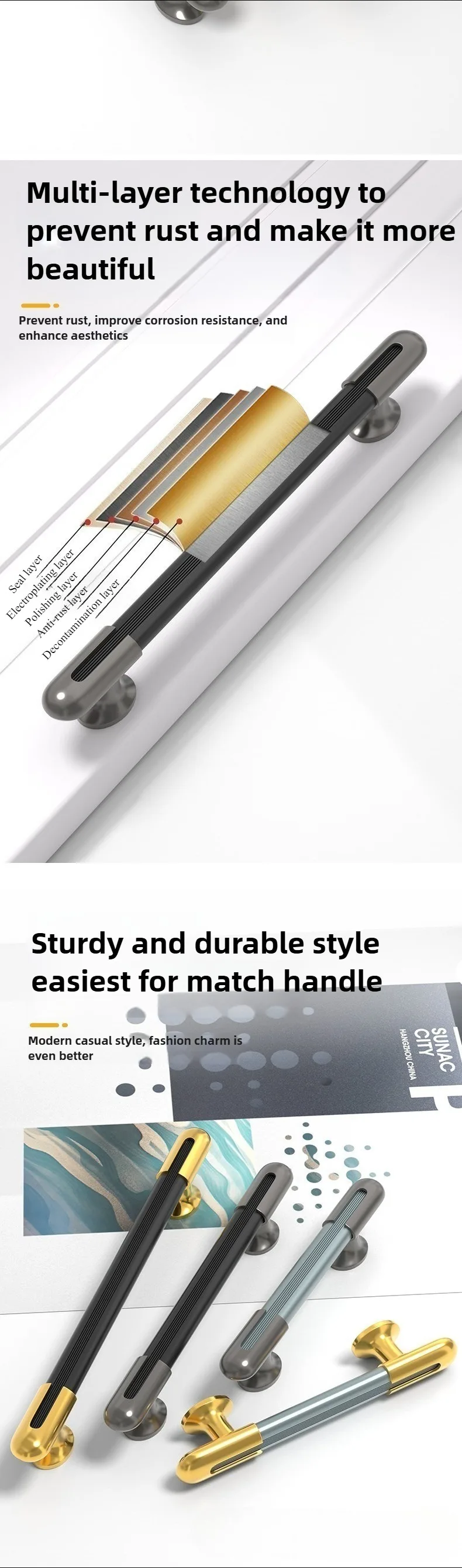 1 Stück Farbblock-Griff für Schränke und Schubladen, Kleiderschrankgriff aus Aluminiumlegierung, Küchenschrankgriff, Schubladengriffe, Schrankgriffe – Detail 4