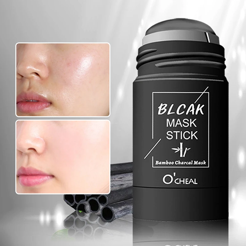 OCHEAL Solid Cleansing Mask - Green Tea charcoal formula eliminates blackheads, peach flavor, purifies and refreshes skin