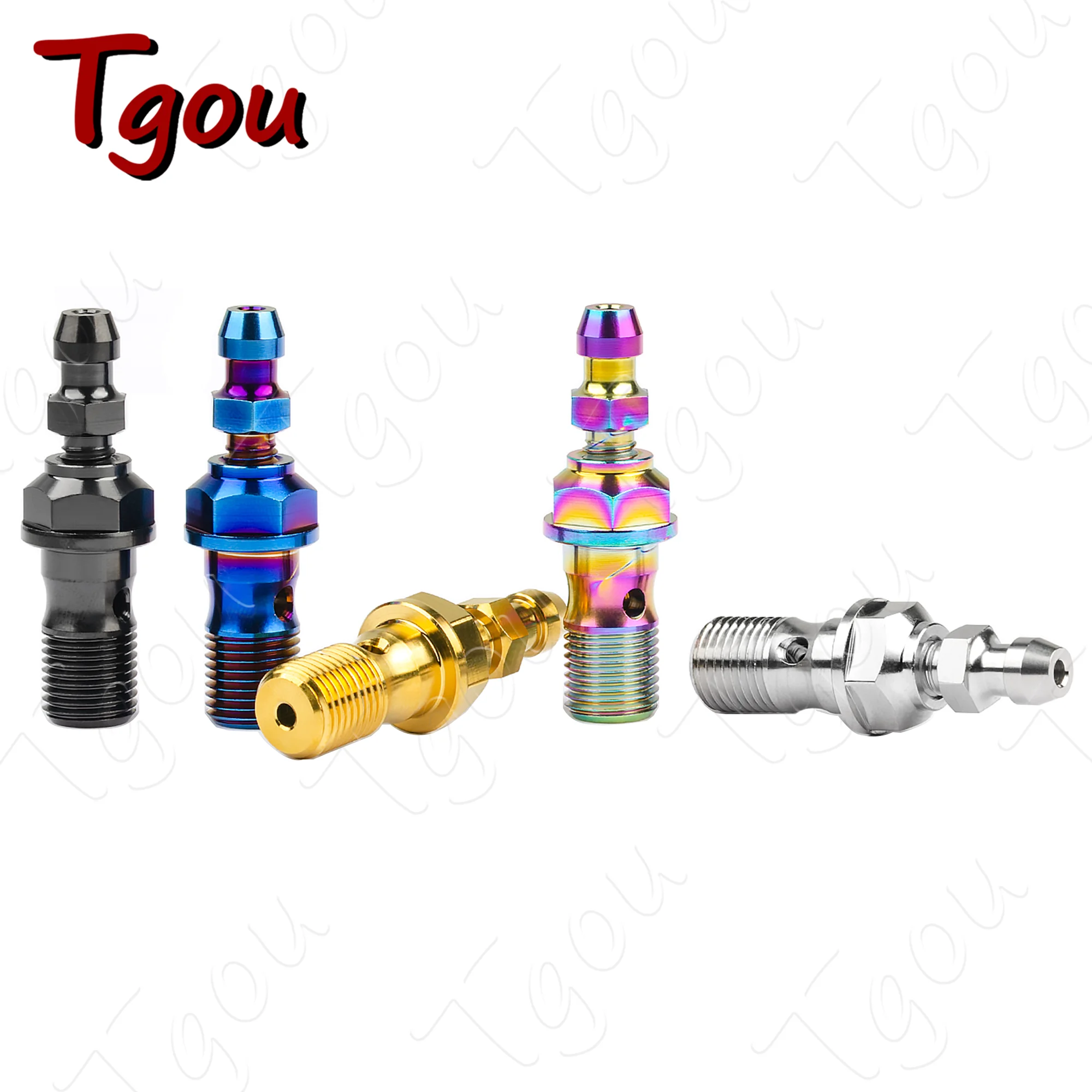 Tgou Titanium Bolt M10 1.0/1.25 Pitch Banjo Bolt for Brembo Brake Line & Single Hole Clutch Banjo with Bleeder Valve for Ducati