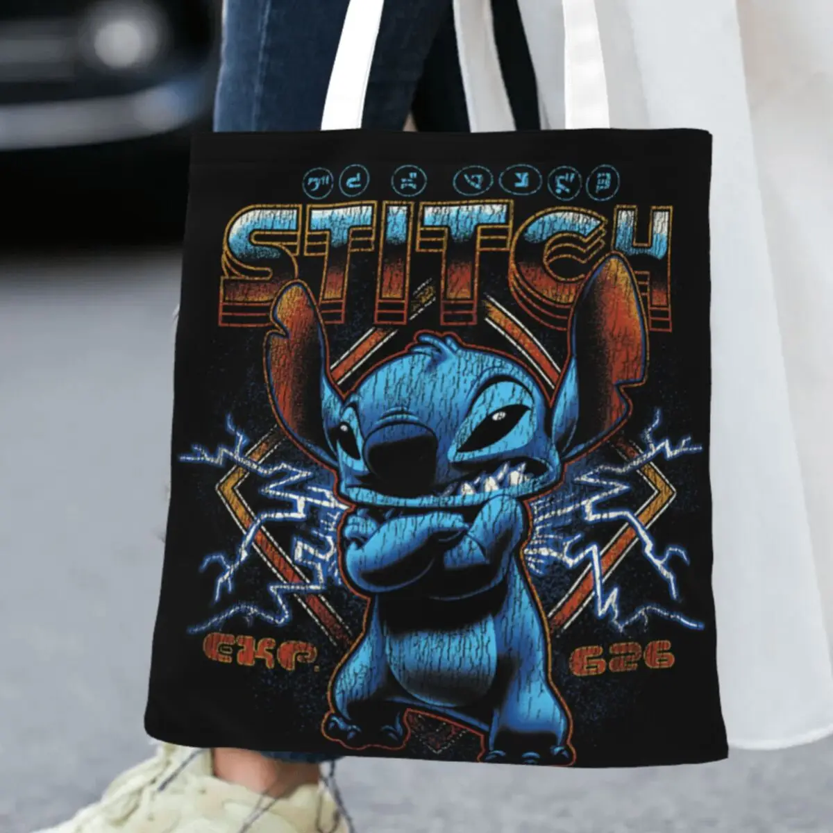 Bolsa de Compras con Estampado de Lilo y Stitch, Bolsa de Trabajo, Bolsa de Hombro para Estudiantes, Bolsa de Tela Vintage