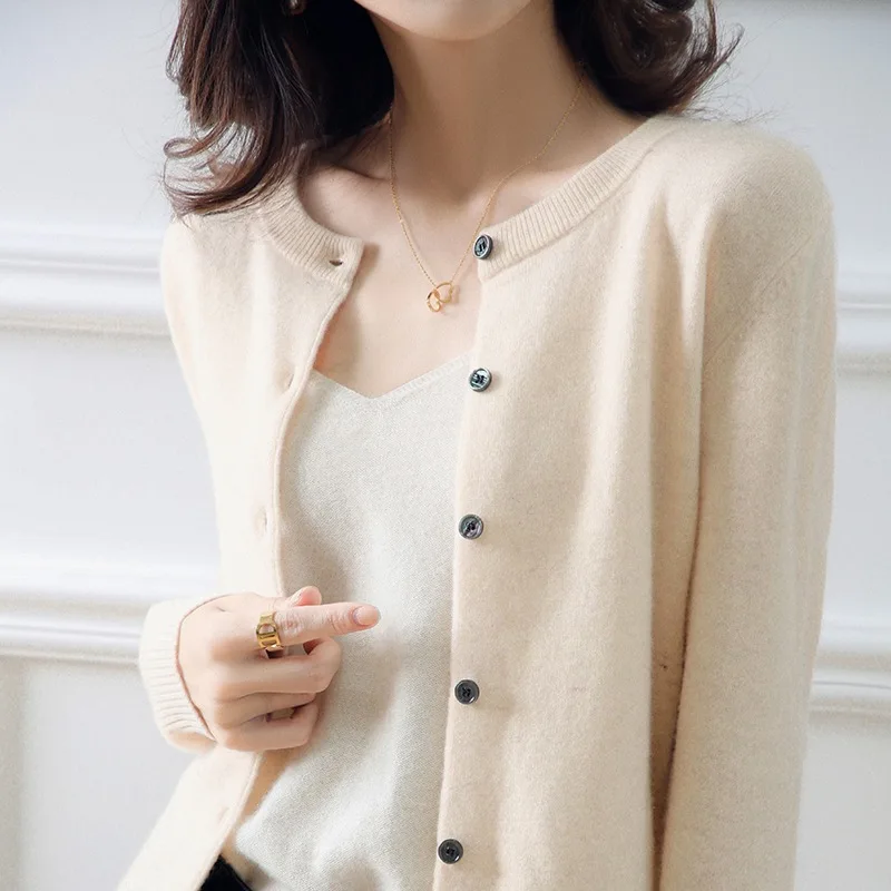 

Женский кардиган с круглым вырезом, свободный кардиган большого размера, кардиган с открытым передом и длинными рукавами, легкий уютный трикотаж