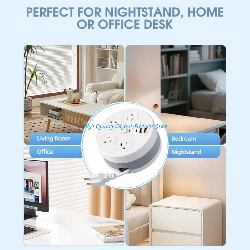 U2JE Space Saving Retractable Power Outlet With Type C and USB Port And 4 Outlets Perfect For Desktop Setsup