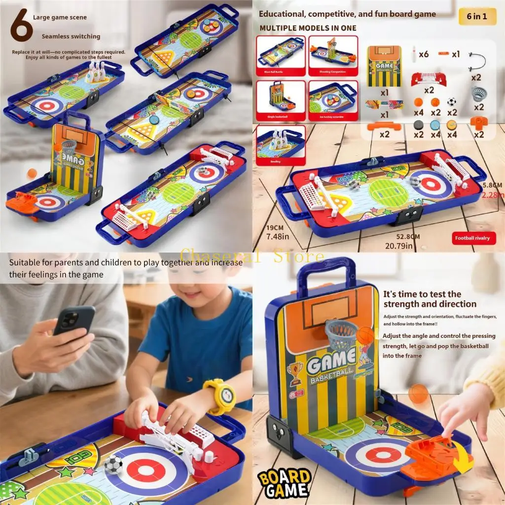 E7CE Interactive 6 In 1 Kids Game Table Featuring Football Basketball Bowling And More Safe Play Options