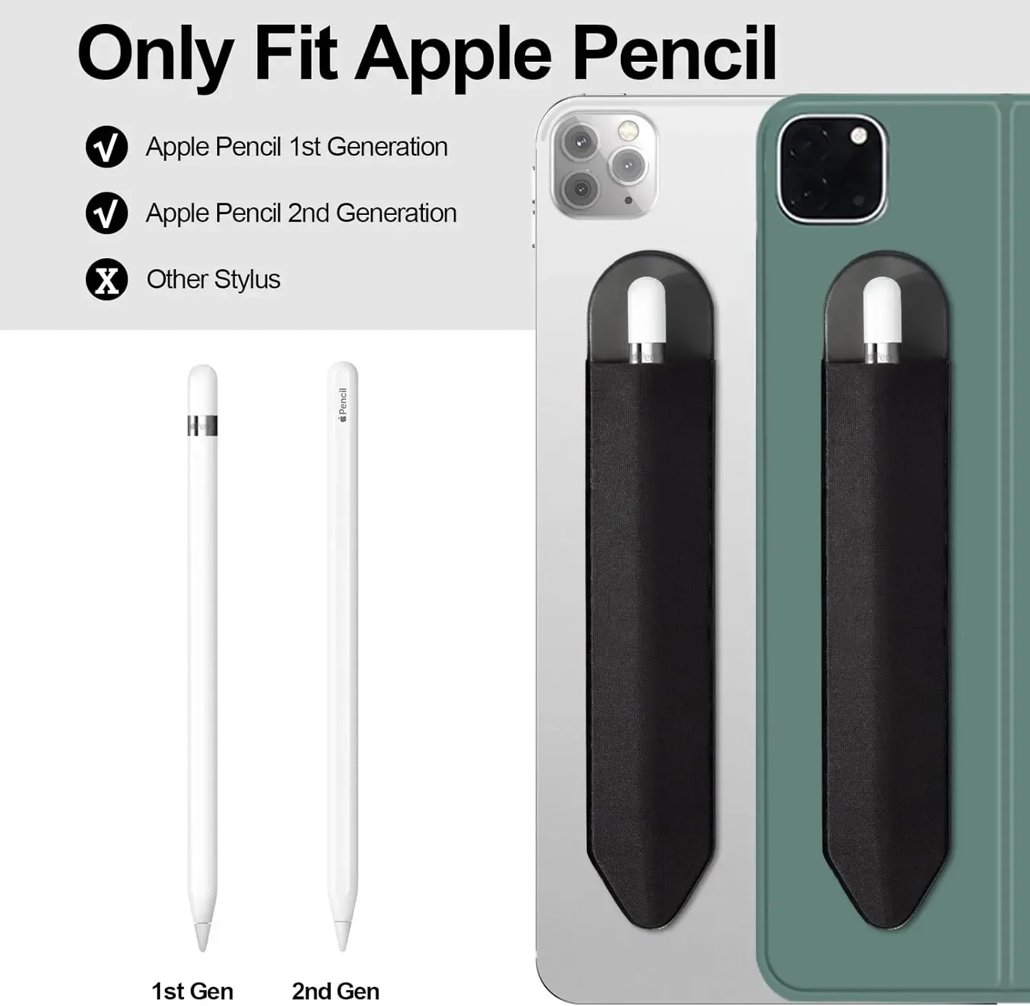 เคสดินสอสำหรับ Apple Pencil 2 1, ที่ใส่แท่งสำหรับ iPad ปกดินสอแท็บเล็ตกาวสัมผัสปากกากระเป๋าปลอกกระเป๋า