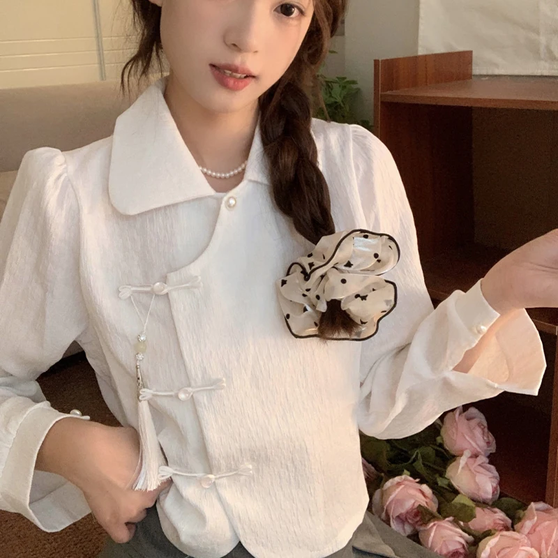 

Spring Office Lady Simplicity Elegant Trend Buttons Solid Color Chinese Style Elegant Dignified Intellectual Generous Sven Grace