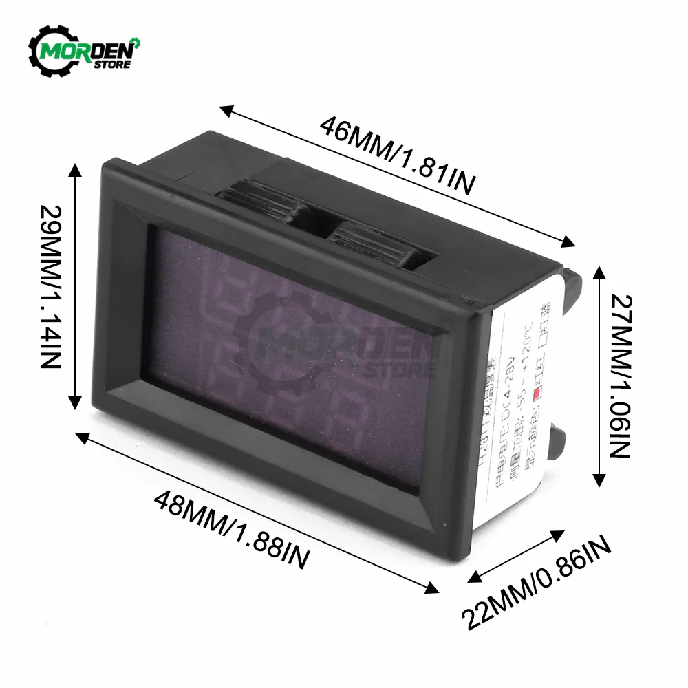 H28TT DC 4-28V LED 3-digit Dual Display Digital Thermometer With NTC Metal Waterproof Probe Temperature Sensor