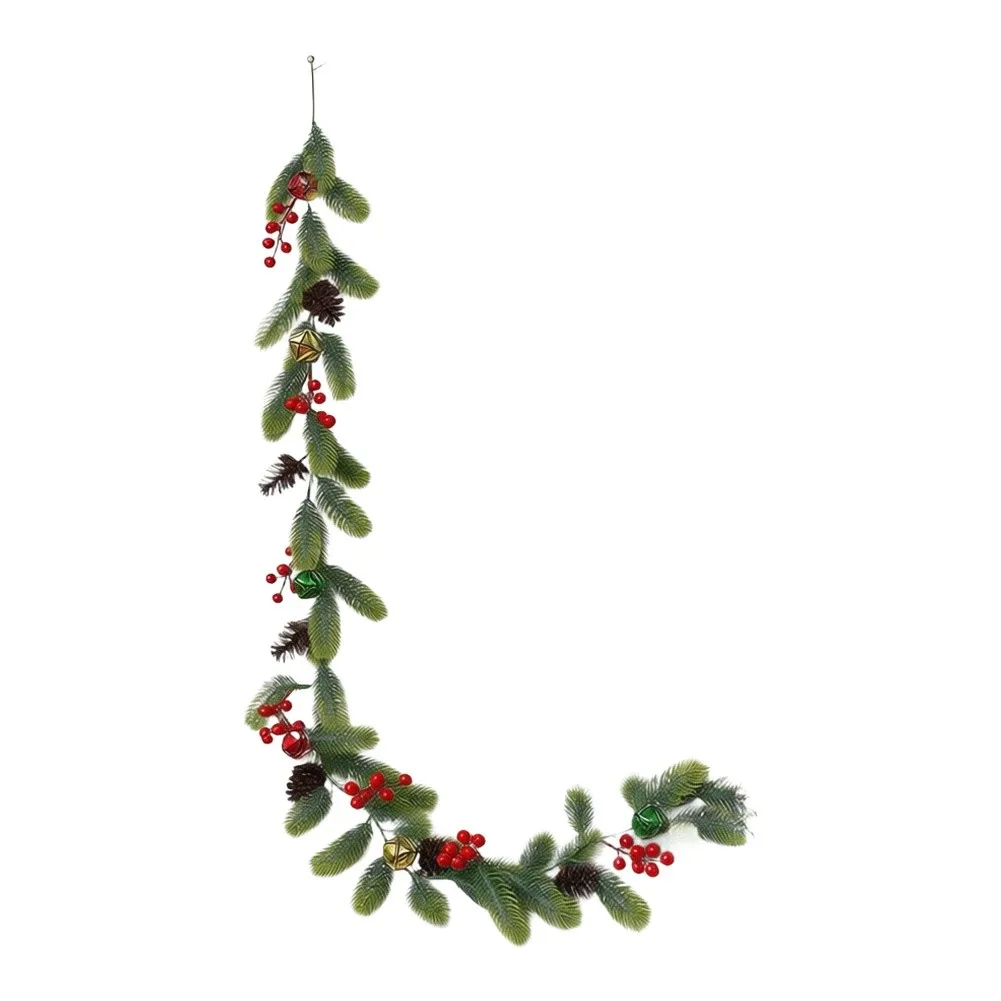 Realistic Artificial Christmas Vine 175cm Greenery Swag With Pinecones For Mantel Doorway, Christmas Vine Decoration