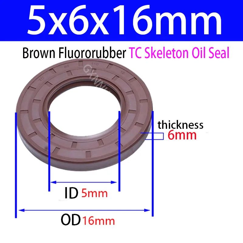 

10Pcs Fluororubber FKM TC skeleton oil seal , ID 5/67/8/9/10-15mm water drill water seal high-temperature resistant O-ring seal