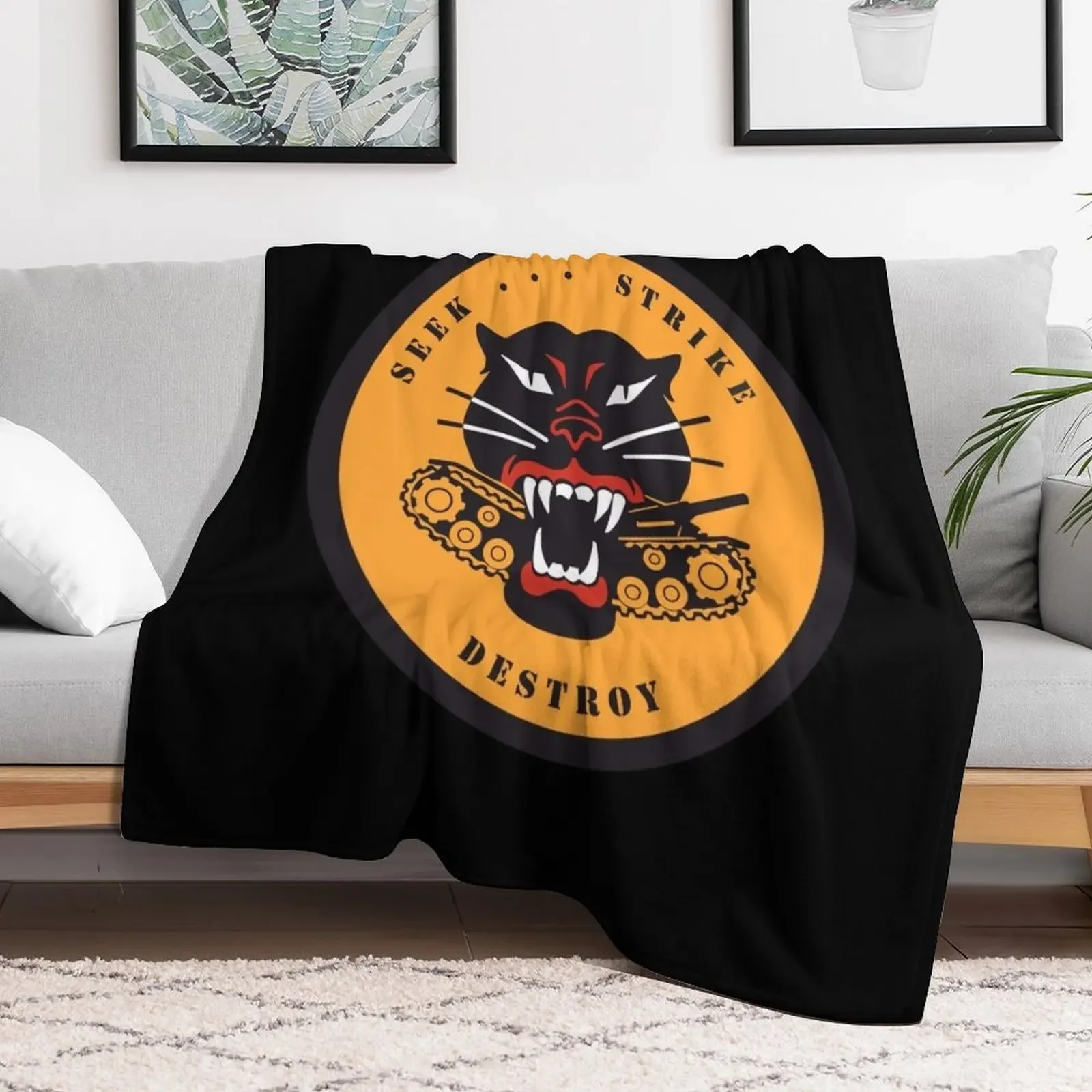 Seek Strike Destroy Throw Blanket Shaggy Furry Soft Blanket for Bedroom Living Room