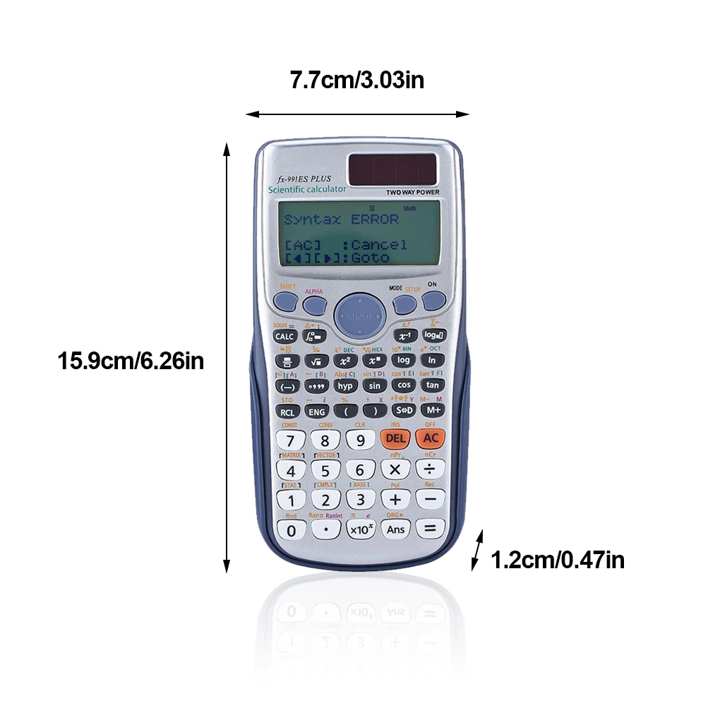 FX-991ES-PLUS Calculator with 417 Functions Calculation Tool Students Computer School Office Coin Battery Power