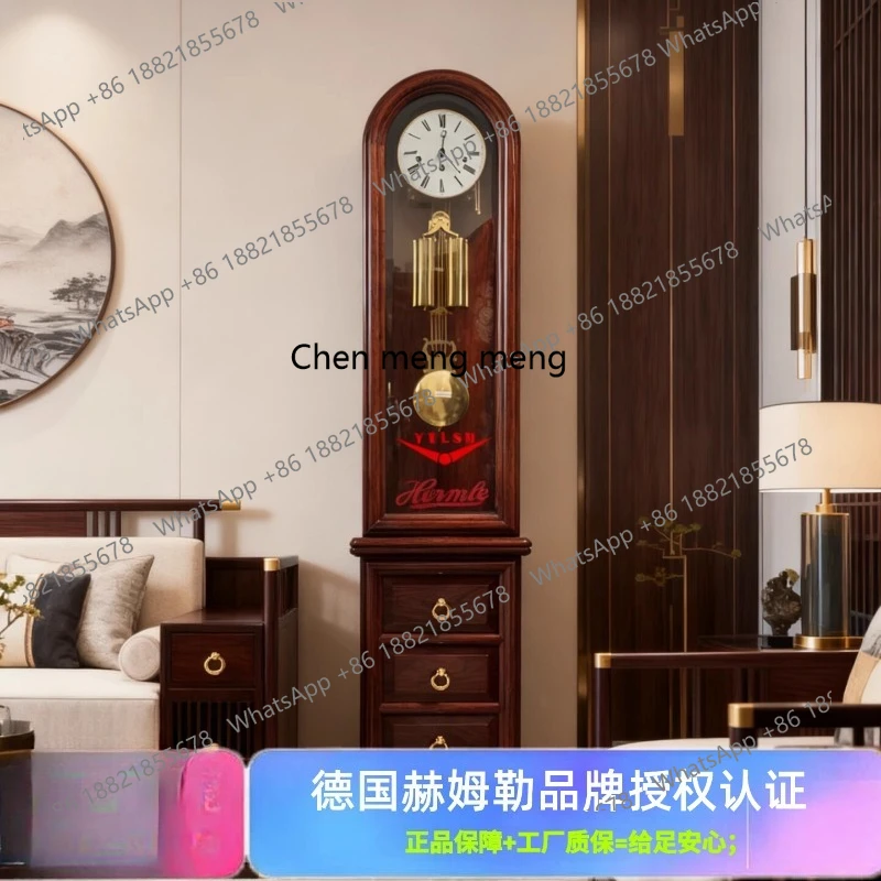 Living room floor clock high-end Chinese villa floor clock mahogany vertical floor mechanical clock