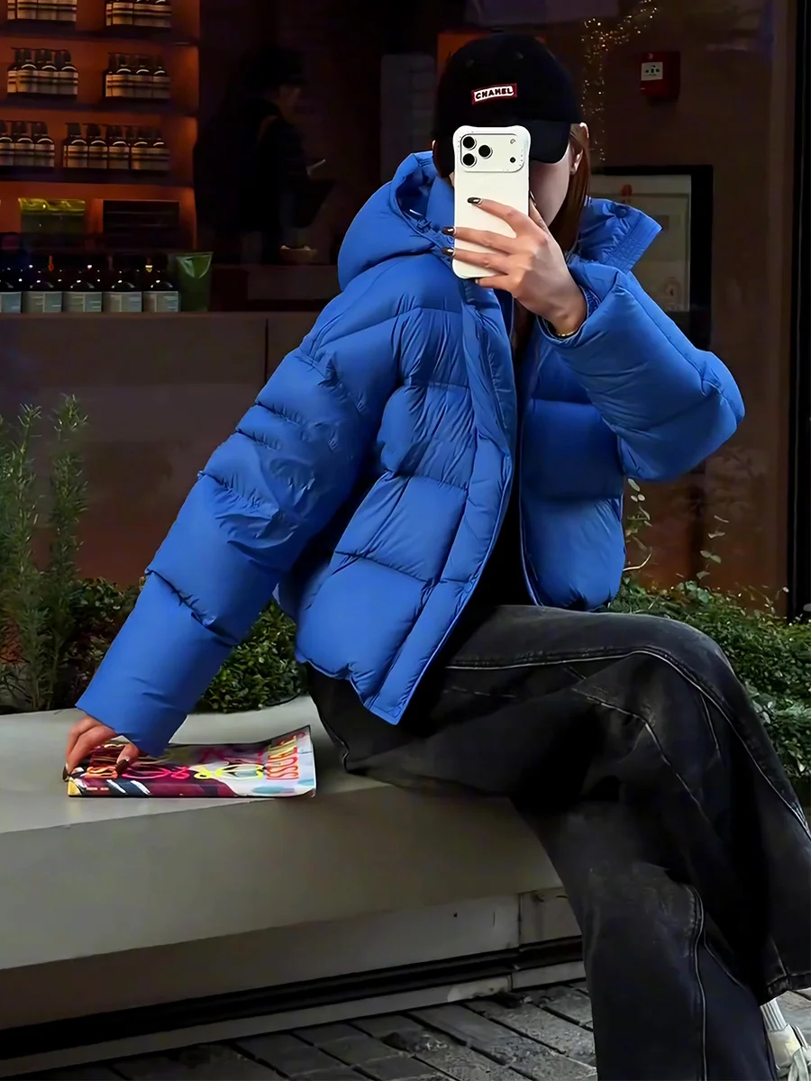 

Blue ort Puffer Jaet Women's Thiened Du down Bread Coat Casual Sle Windproof Design Ci Leisure Warm Zipper Closure