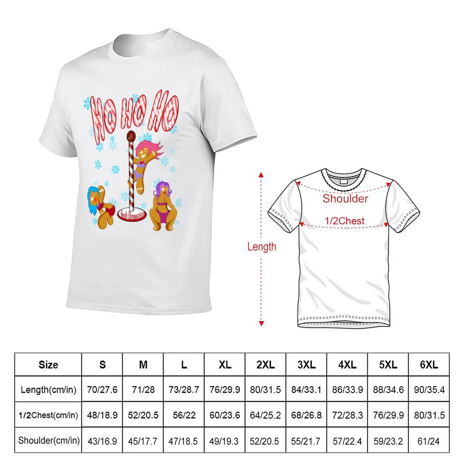 Christmas Xmas ho ho ho gingerbread stripper T-Shirt Trendy Print Short Sleeve T-Shirt