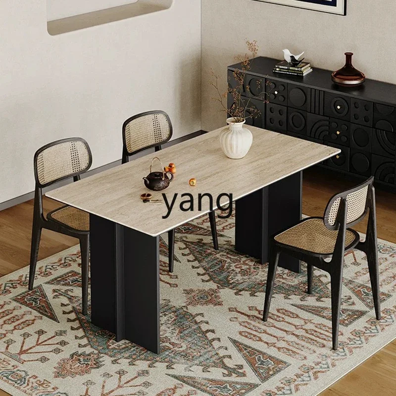 XYY cave stone rock slab dining table designer high-end sense home retro rectangular dining table