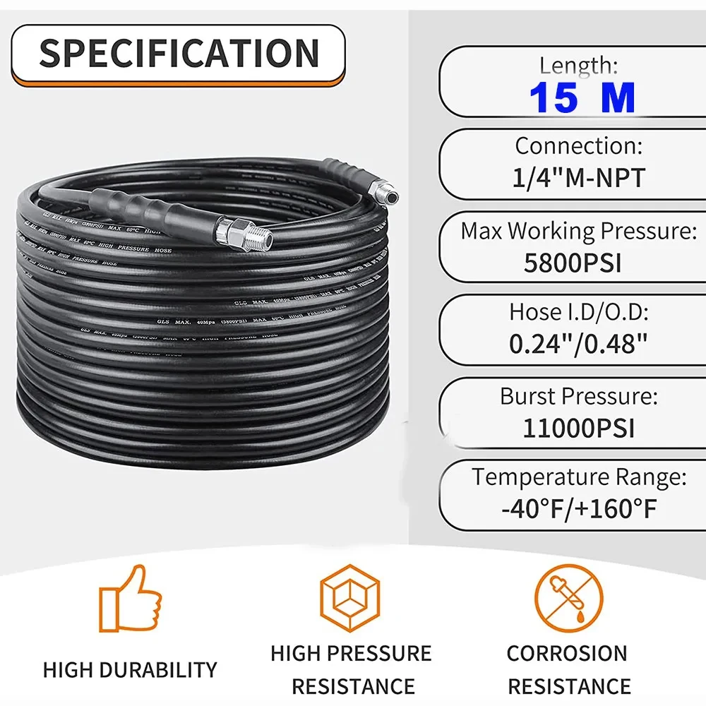 15M 20M high pressure cleaning hose suitable for sewer cleaning Karcher high pressure cleaning machine cleaning hose NPT hose