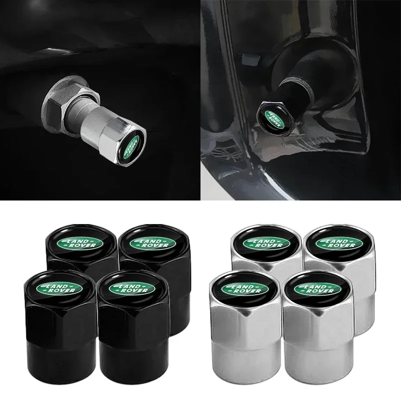 4pcs Metal Car Wheel Tire Valve Caps Cover Auto Accessories For Land Rover Range Rover Velar Sport Discovery  3 4 Defender Decor