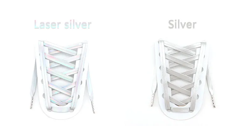 Flache PU-Leder-Schnürsenkel, wasserdicht, mit Metallkopf, gold, silber, laserreflektierend, für Sportschuhe und Basketballschuhe – Detail 10