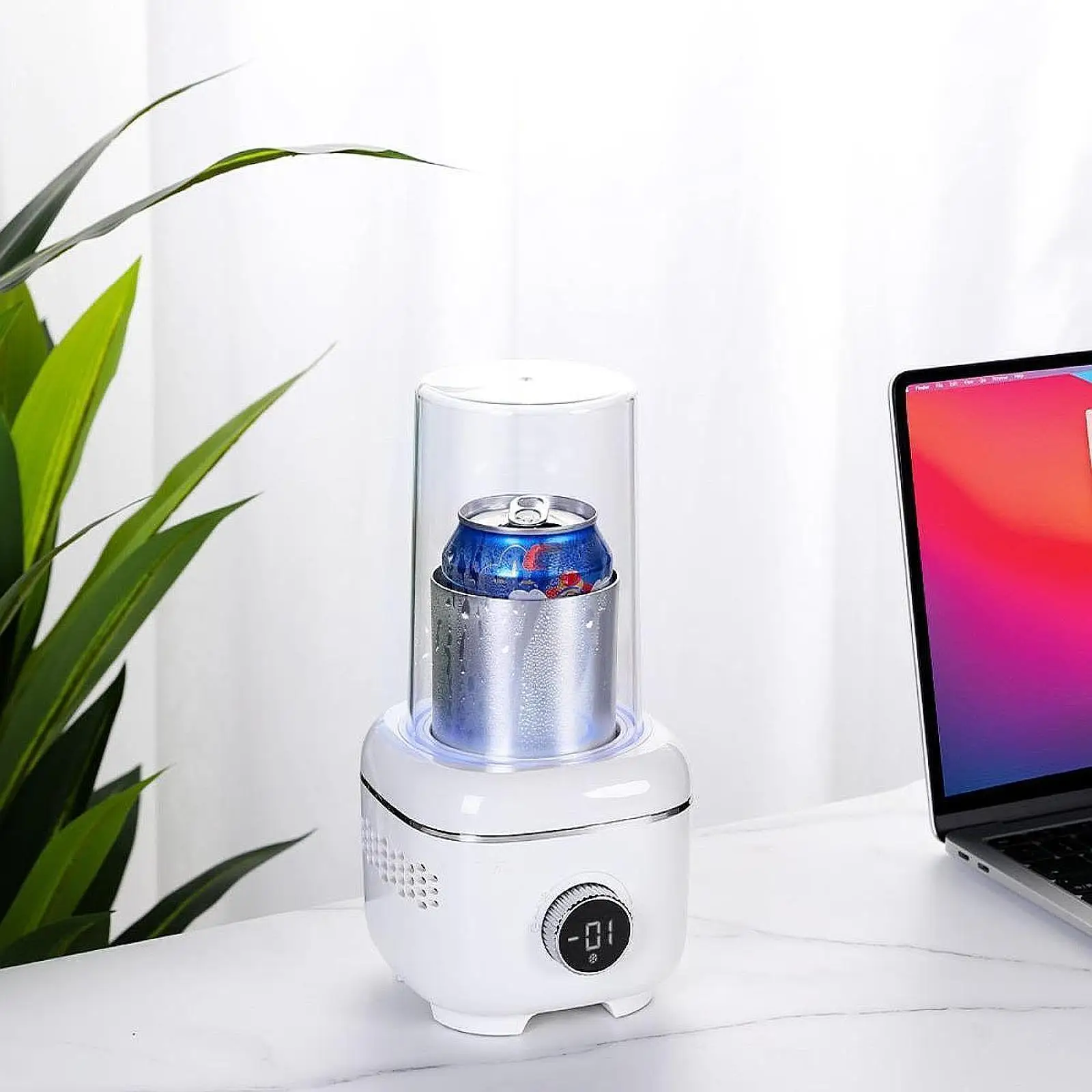 Desktop Cup Cooler Warmer Digital Display Temperature, Beverage Plate Quick Cooling Cup, Rapid Cooling and Heating for Outdoor