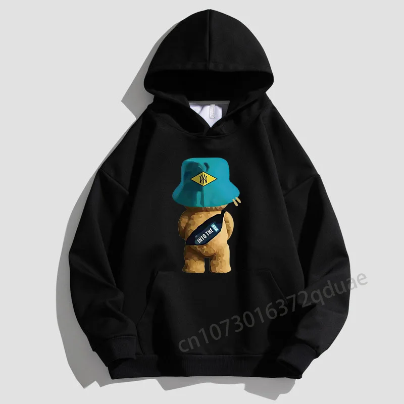 

Anime Bear Man Woman Fashion Graphic Print Streetwear Mens Cotton Hoodie Men Women Vintage Oversized Pullover Unisex Sweatshirt