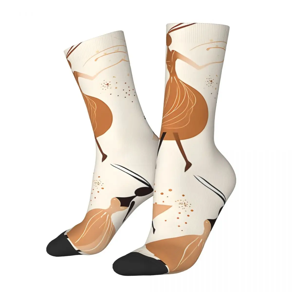 Vintage Graceful Rhythms Patterns Of Women Dancing In Elegance Men's compression Socks Unisex Street Style Seamless Crew Sock