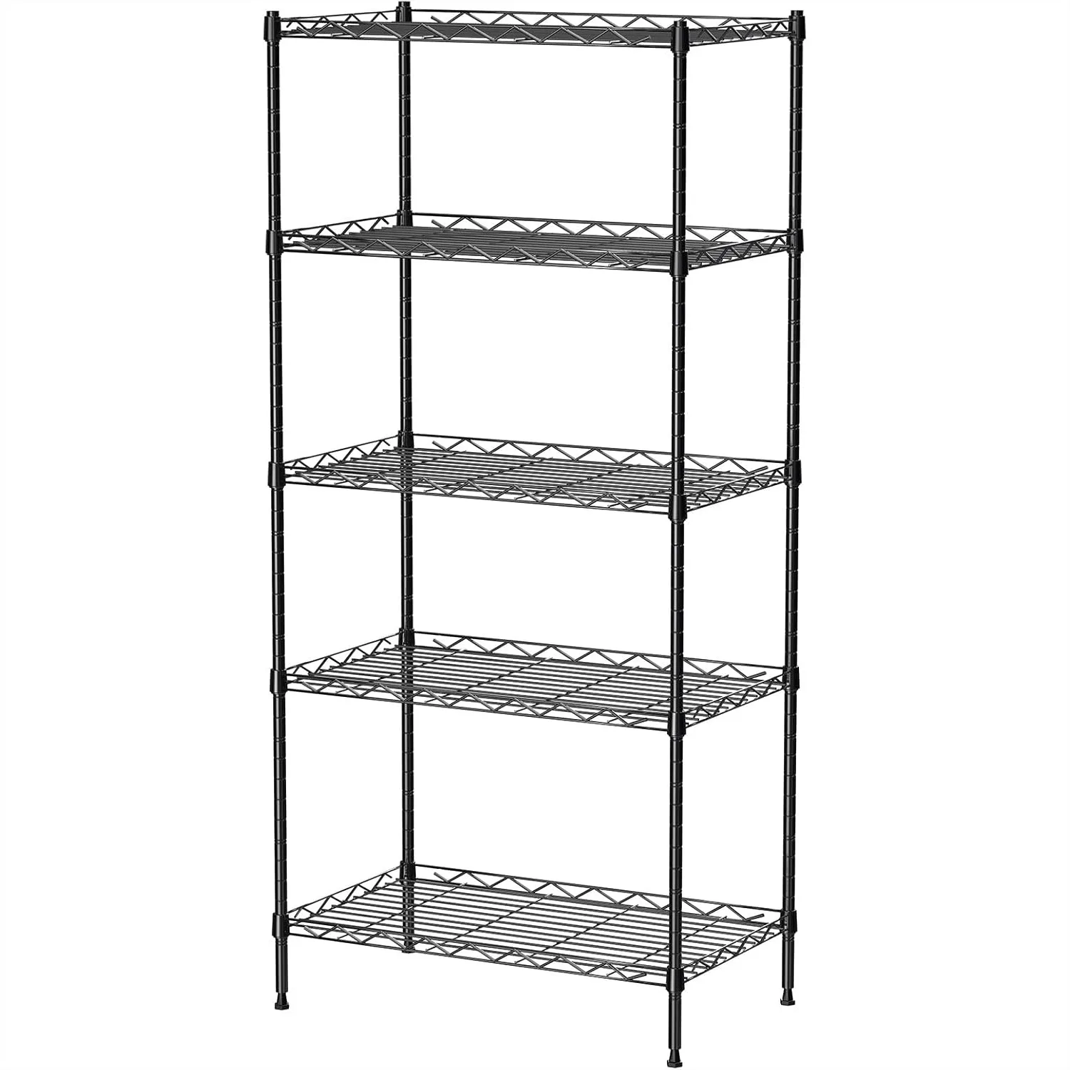 

5 Tier Adjustable Metal Wire Shelving Unit, Storage Shelf for Laundry Bathroom Kitchen Pantry, 21.2"W x 11.6"D x 49"H, Black