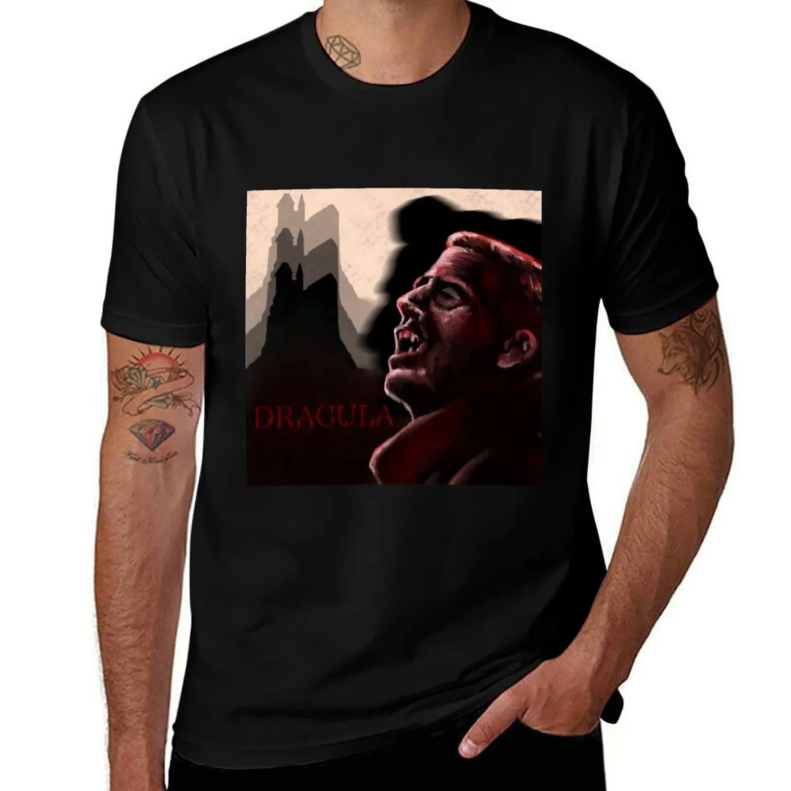 Dracula lurking in the shadows (Claes Bang) T-Shirt Basic All Season Solid T-Shirt