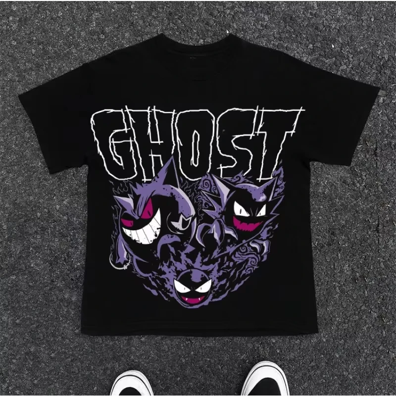 

Miniso Gastly Haunter Gengar Printed T - Shirt, Summer New Men's & Women's Y2K Harajuku Style Loose Casual Short - Sleeved Top