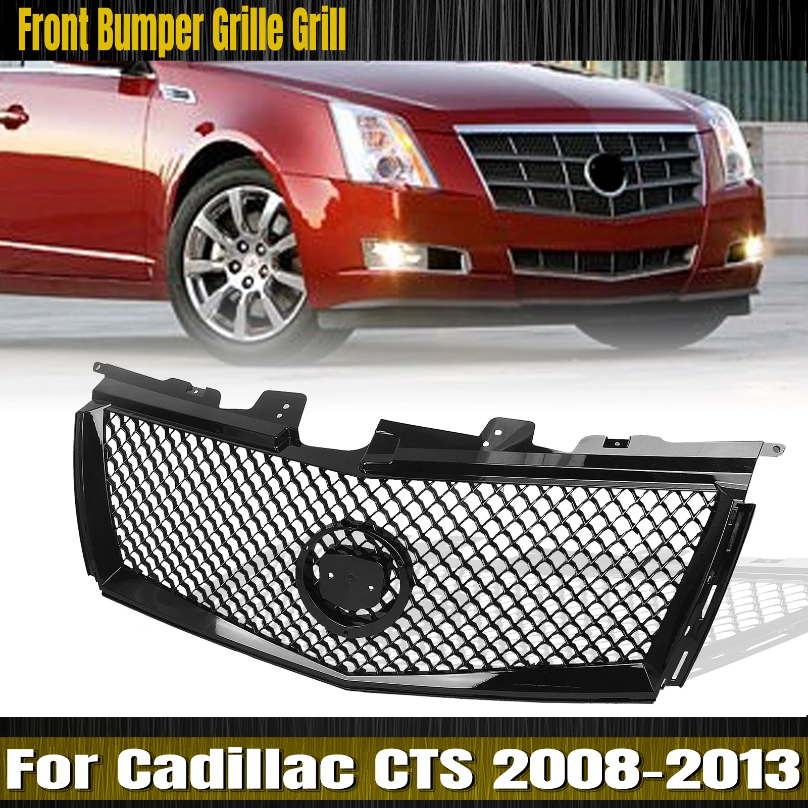 Car Front Grille Racing Grill Upper Bumper Hood Mesh Grid For Cadillac CTS 2008 2009 2010 2011 2012 2013