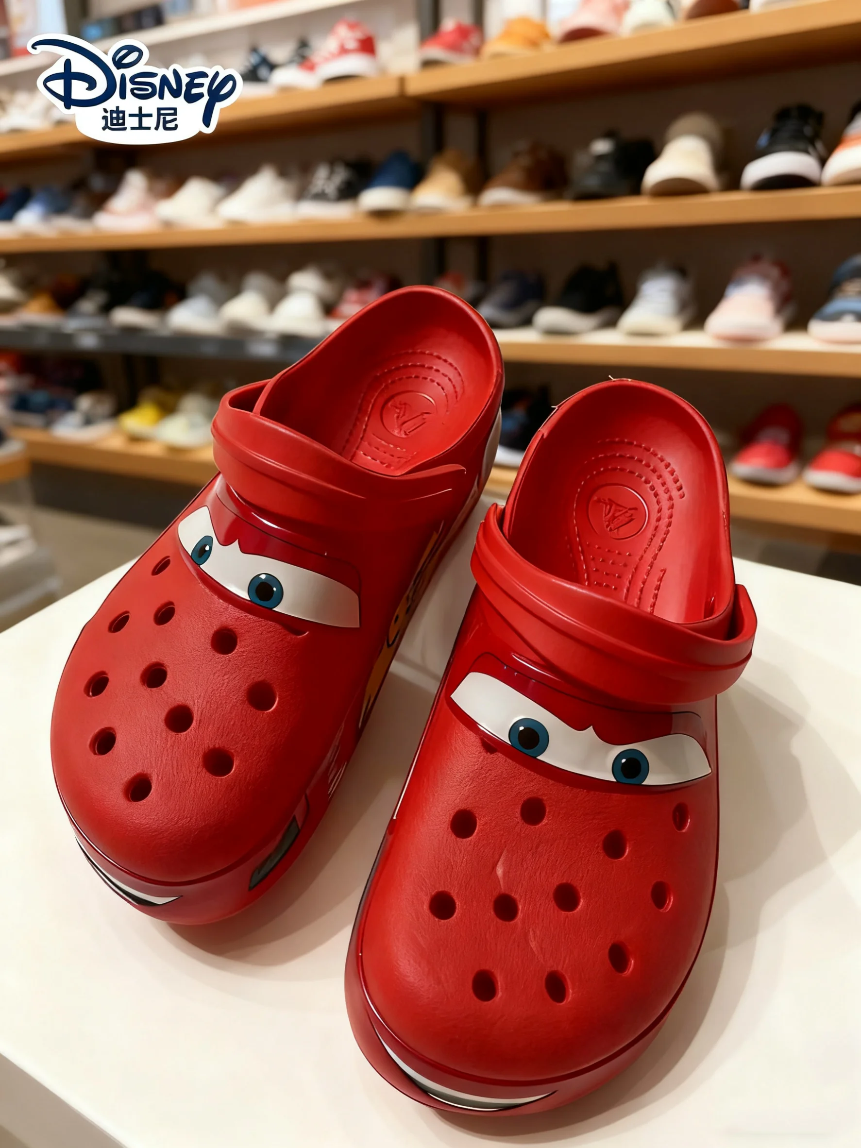 

Disney Lightninged Mcqueens Pixar Cartoon Solid Waterproof Slippers Outdoor Sandals Casual Breathable Ankle-Wrap Eva Shoes Gift