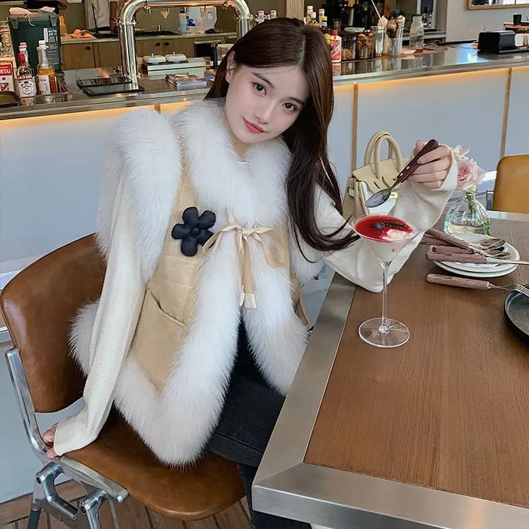 2025 겨울 신상 인조 여우털 조끼, 젊은 스타일의 푹신하고 달콤한 재킷 여성 캐주얼 및 다용도 패션 디자인 감각 XT1788