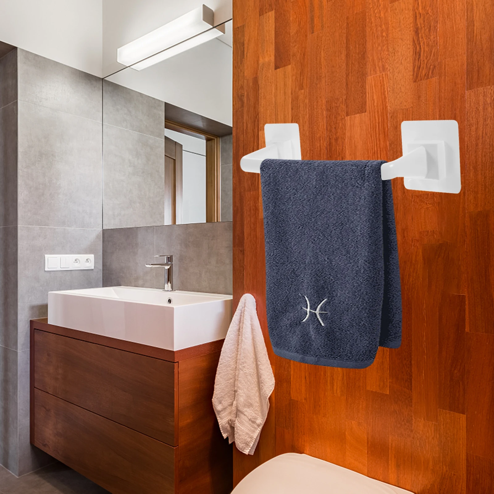 

Rack Adhesive Wall Mounted Kitchen Bathroom Towel Holder No Drill Storage Shelf Pp Rod For Bath Towels Towel Bar Shelf