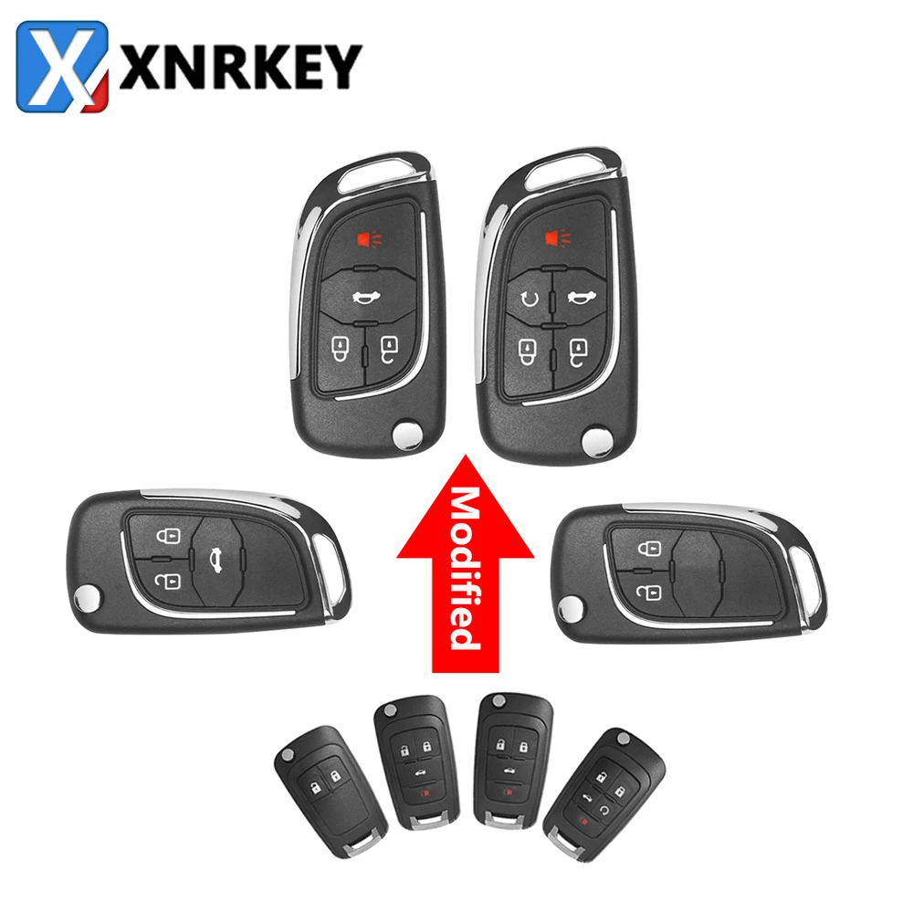 

XNRKEY 10 Pcs 2/3/4/5 Button Modified Folding Remote Car Key Shell Fob Case Cover for Chevrolet Cruze Epica Lova Camaro Impala